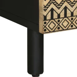 Mesa de centro Otomíe 2 cajones + 2 compartimentos negro/natural 40x80x54 cm