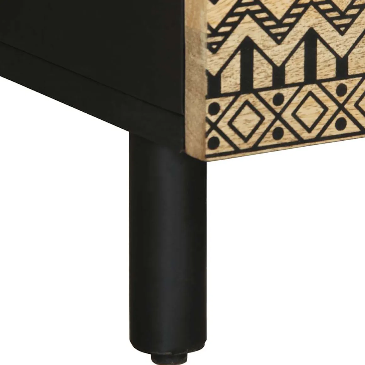 Mesa de centro Otomíe 2 cajones + 2 compartimentos negro/natural 40x80x54 cm