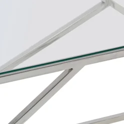 Mesa de centro Pull acero inoxidable y vidrio templado 45x110x45 cm