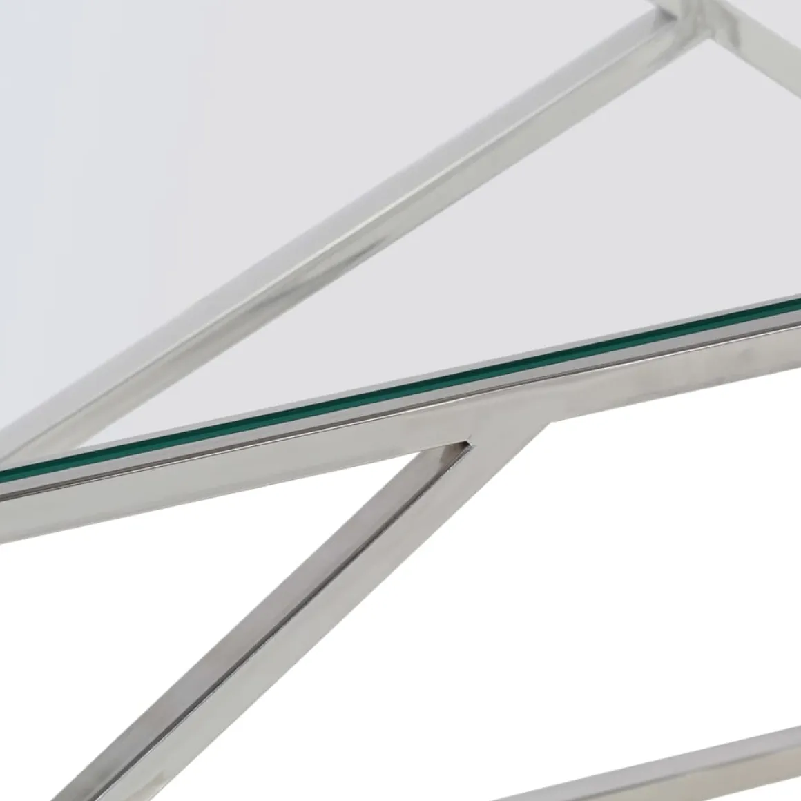 Mesa de centro Pull acero inoxidable y vidrio templado 45x110x45 cm