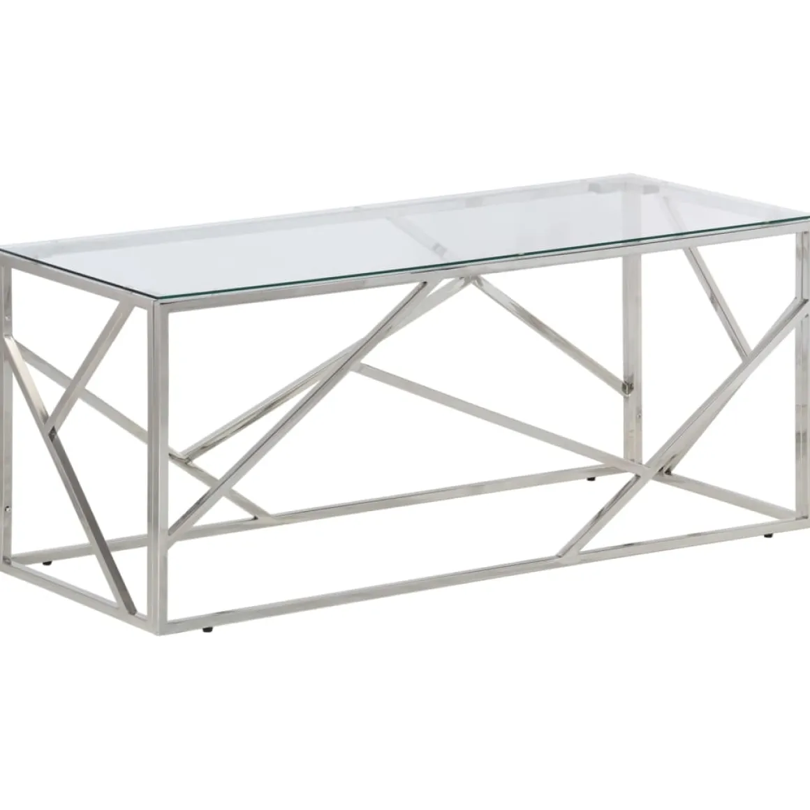 Mesa de centro Pull acero inoxidable y vidrio templado 45x110x45 cm