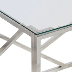 Mesa de centro Pull acero inoxidable y vidrio templado 45x110x45 cm