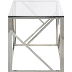 Mesa de centro Pull acero inoxidable y vidrio templado 45x110x45 cm