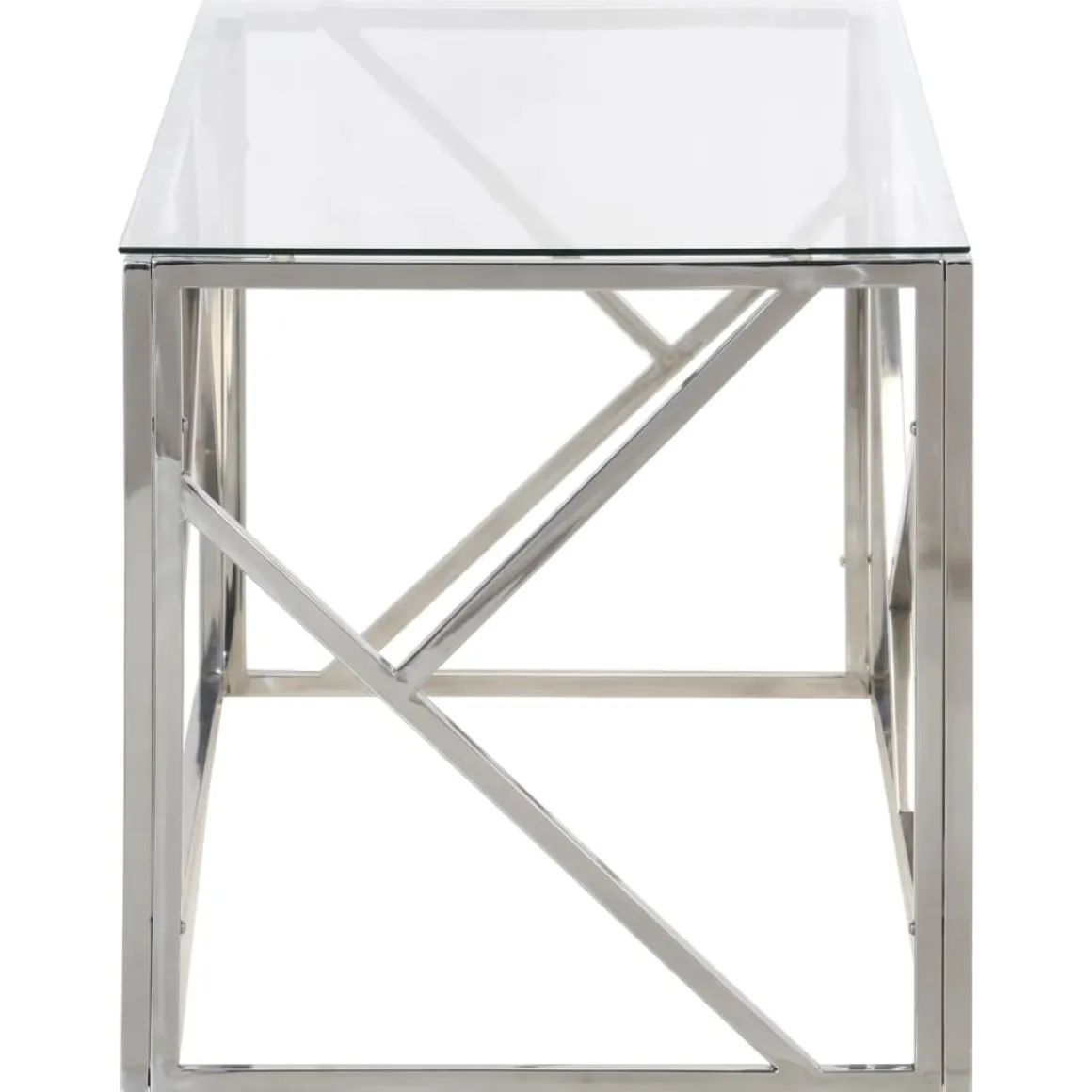 Mesa de centro Pull acero inoxidable y vidrio templado 45x110x45 cm