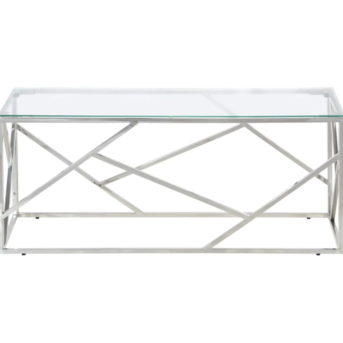 Mesa de centro Pull acero inoxidable y vidrio templado 45x110x45 cm