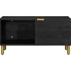 Mesa de centro Puma 1 puerta + compartimento negro 40x80x50 cm