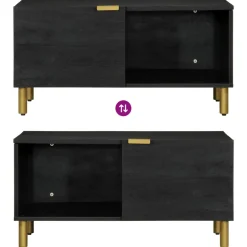 Mesa de centro Puma 1 puerta + compartimento negro 40x80x50 cm