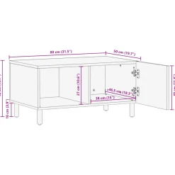 Mesa de centro Puma 1 puerta + compartimento negro 40x80x50 cm