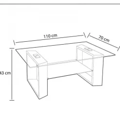 Mesa de centro Tara cristal cambria 43x110x70 cm