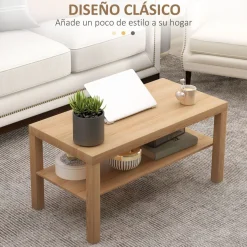 Mesa de centro Terra Homcom estante inferior natural 44,5x90x45 cm