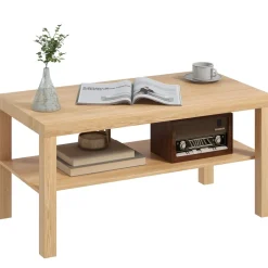 Mesa de centro Terra Homcom estante inferior natural 44,5x90x45 cm