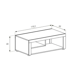 Mesa de centro Texas diseño fijo natural 40x110,2x60 cm
