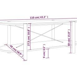 Mesa de centro Timón 2 niveles 40x110x48 cm