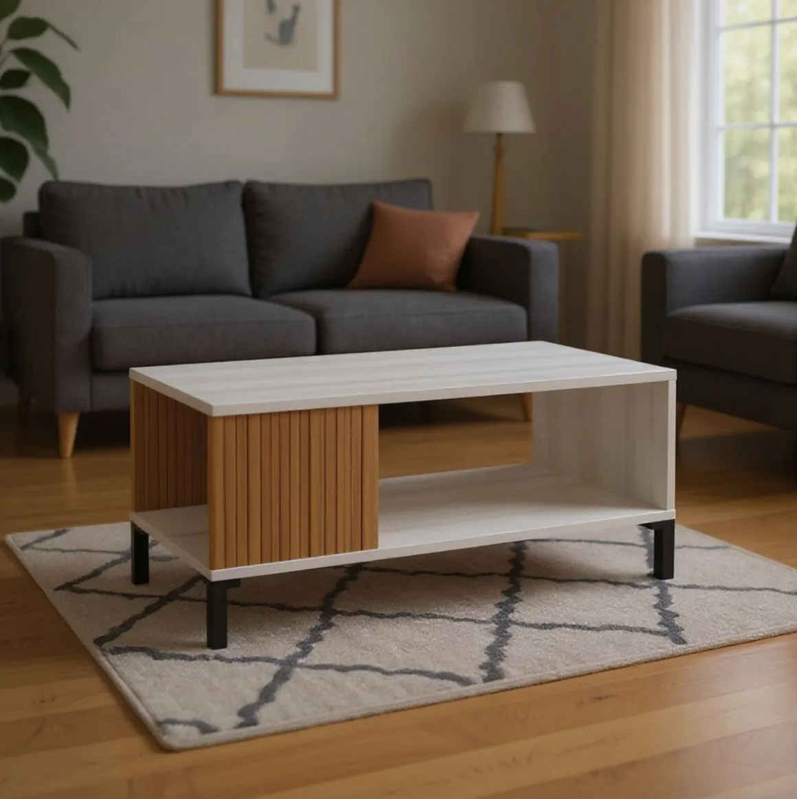 Mesa de centro Tokio 2 compartimentos albo/rayado 40,6x100x50 cm