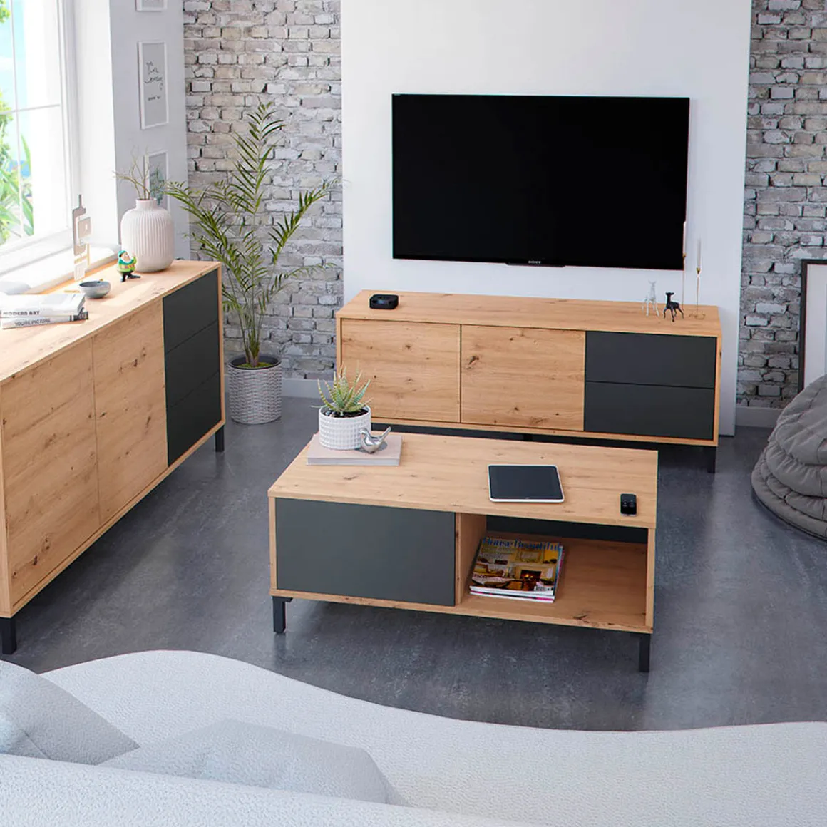 Mesa de centro Urban Plus rectangular 2 módulos 40x100x50 cm