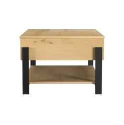 Mesa de centro Vicka 2 cajones + estante natural/negro 40x100x60 cm