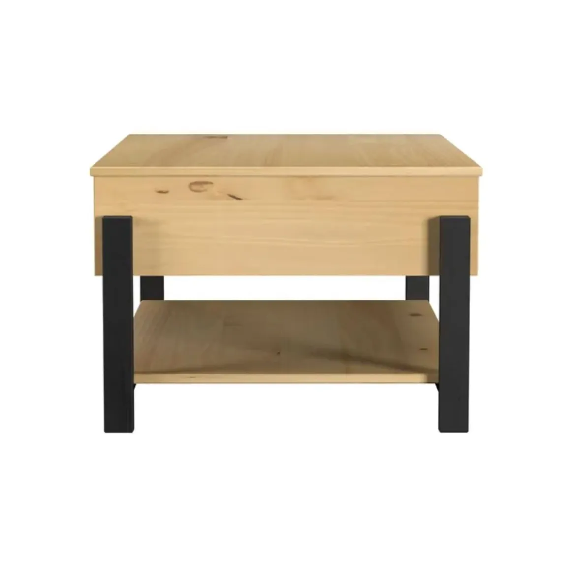 Mesa de centro Vicka 2 cajones + estante natural/negro 40x100x60 cm
