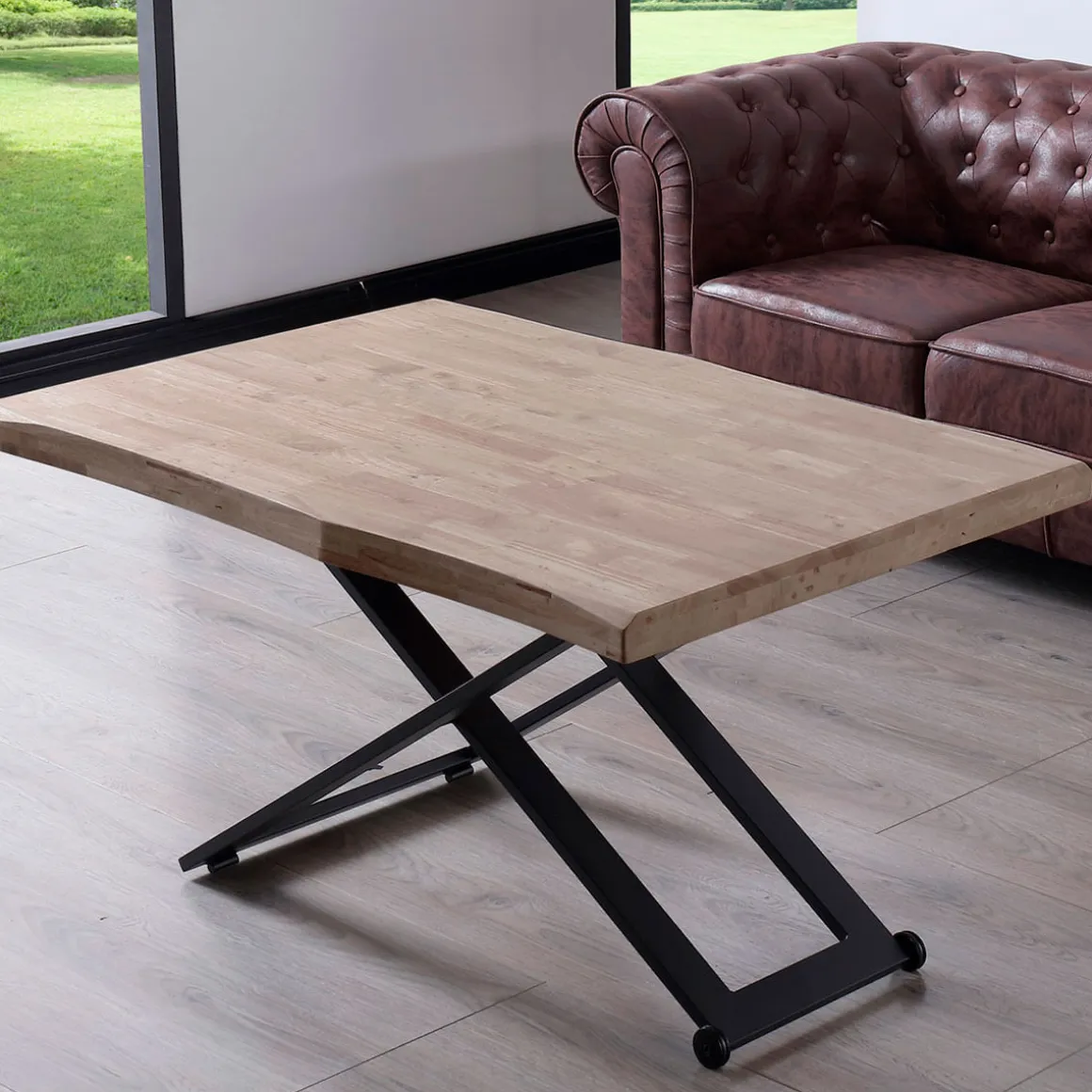 Mesa de centro Zoe elevable con tapa irregular 49-76x120x80 cm