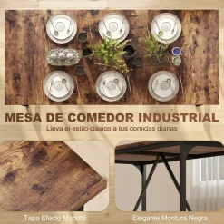 Mesa de comedor Adriana Homcom diseño fijo marrón 75,5x180x80 cm