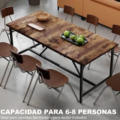 Mesa de comedor Adriana Homcom diseño fijo marrón 75,5x180x80 cm