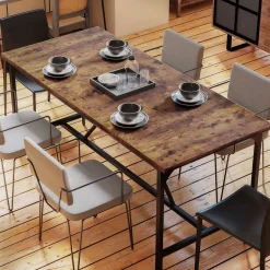 Mesa de comedor Adriana Homcom diseño fijo marrón 75,5x180x80 cm