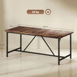 Mesa de comedor Adriana Homcom diseño fijo marrón 75,5x180x80 cm