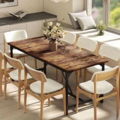 Mesa de comedor Adriana Homcom diseño fijo marrón 75,5x180x80 cm