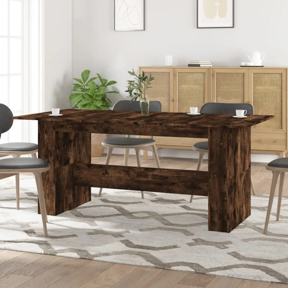 Mesa de comedor Alberca roble oscuro 76x180x90 cm
