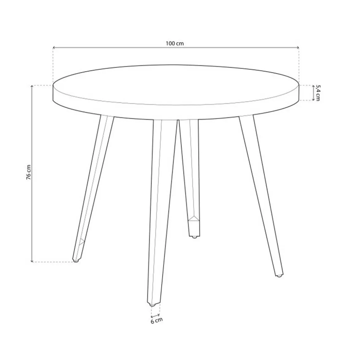 Mesa de comedor Berg diseño fijo Ø100x76 cm