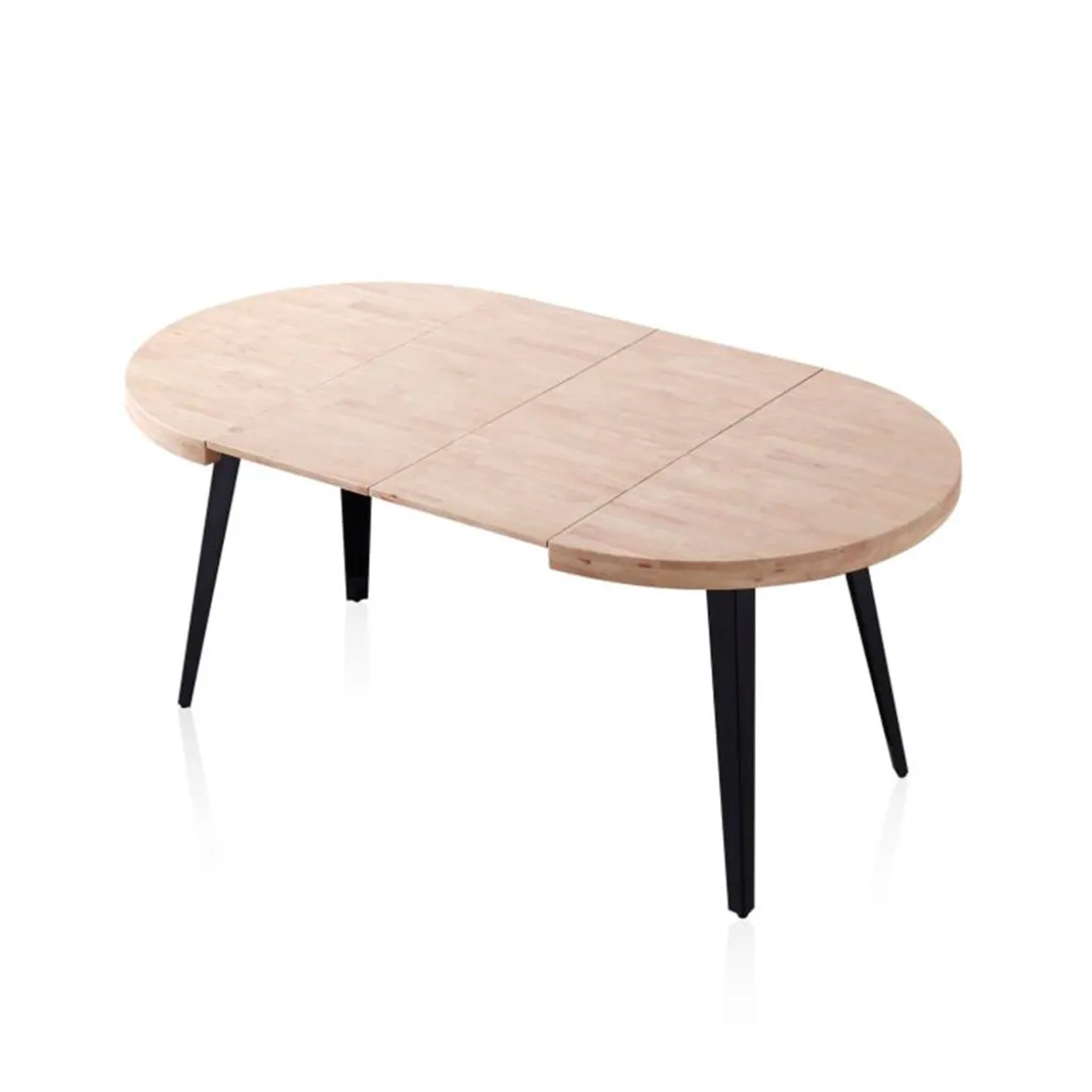 Mesa de comedor Berg extensible diseño redondo roble nordish/negro 76x80-120-160x80 cm