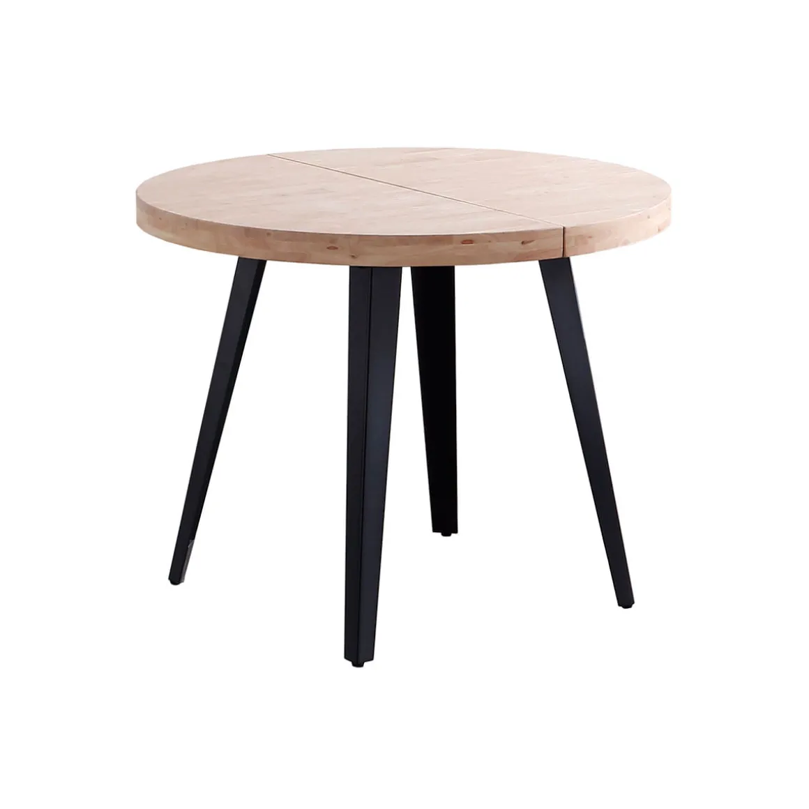 Mesa de comedor Berg extensible diseño redondo roble nordish/negro 76x80-120-160x80 cm