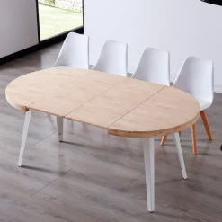 Mesa de comedor Berg extensible diseño redondo 76x100-140-180x100 cm