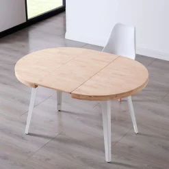 Mesa de comedor Berg extensible diseño redondo 76x100-140-180x100 cm