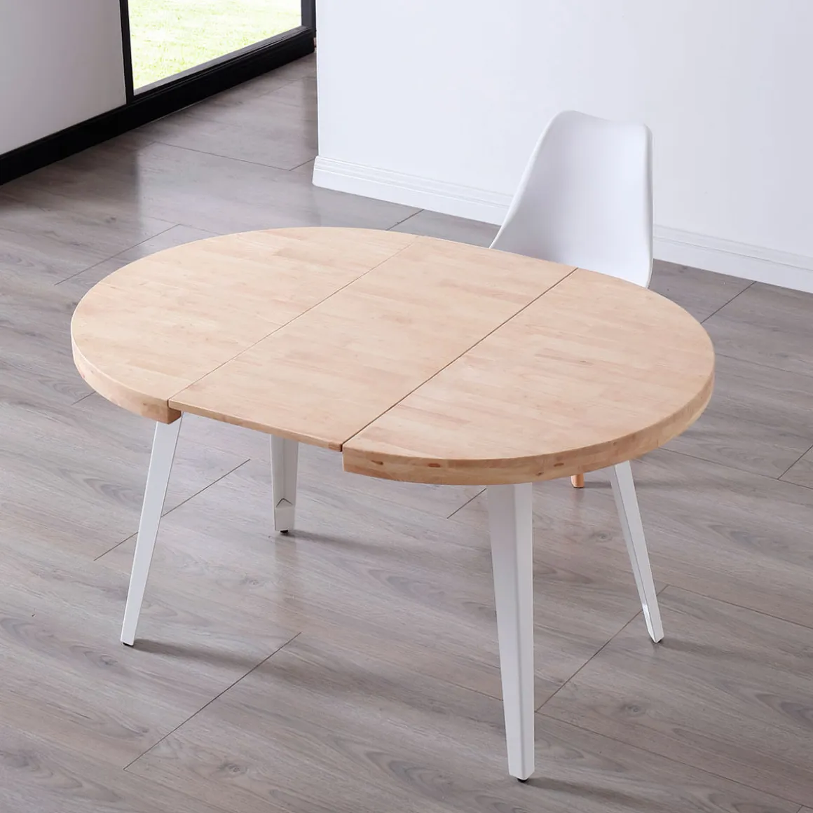 Mesa de comedor Berg extensible diseño redondo 76x100-140-180x100 cm