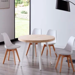 Mesa de comedor Berg extensible diseño redondo 76x100-140-180x100 cm
