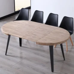 Mesa de comedor Berg extensible diseño redondo 76x120-160-200x120 cm