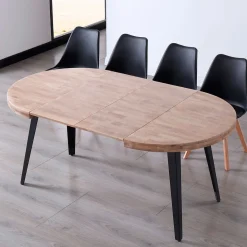 Mesa de comedor Berg extensible diseño redondo 76x100-140-180x100 cm