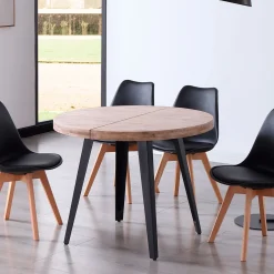 Mesa de comedor Berg extensible diseño redondo 76x100-140-180x100 cm