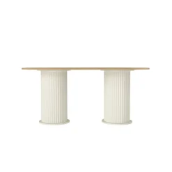 Mesa de comedor Bohema diseño fijo blanco/natural 77,7x180x90 cm