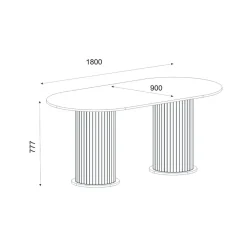 Mesa de comedor Bohema diseño fijo blanco/natural 77,7x180x90 cm