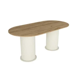 Mesa de comedor Bohema diseño fijo blanco/natural 77,7x180x90 cm