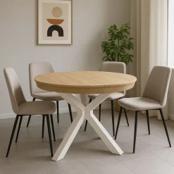 Mesa de comedor Bradley redonda extensible 76x130-180x130 cm