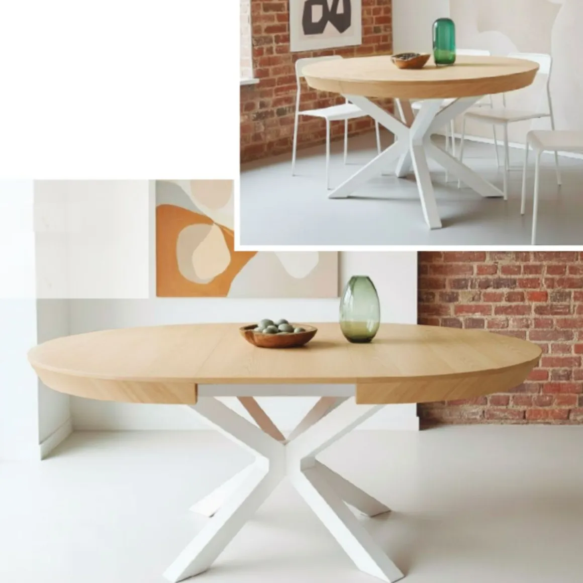 Mesa de comedor Bradley redonda extensible 76x130-180x130 cm