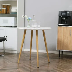 Mesa de comedor Branke Homcom 2 personas blanco Ø72x75 cm