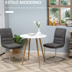 Mesa de comedor Branke Homcom 2 personas blanco Ø72x75 cm
