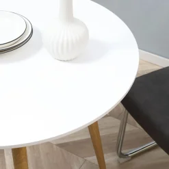 Mesa de comedor Branke Homcom 2 personas blanco Ø72x75 cm