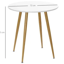 Mesa de comedor Branke Homcom 2 personas blanco Ø72x75 cm