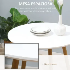 Mesa de comedor Branke Homcom 2 personas blanco Ø72x75 cm