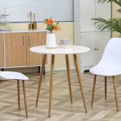 Mesa de comedor Branke Homcom 2 personas blanco Ø72x75 cm