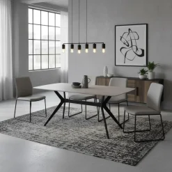 Mesa de comedor Calista fija negro 76x160x90 cm